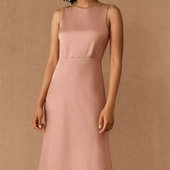 BHLDN Beckett Satin Charmeuse Maxi Dress (Pink) - Bridesmaid Dress - Picture 1 of 5